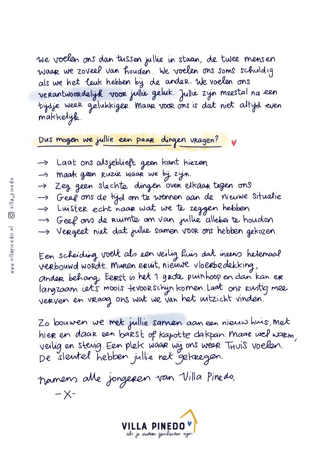 villa pinedo - brief aan alle gescheiden ouders van Nederland en daarbuiten expat medation, echtscheiding expats